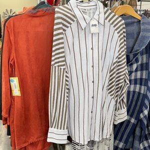 Striped Button-Up Women's Top